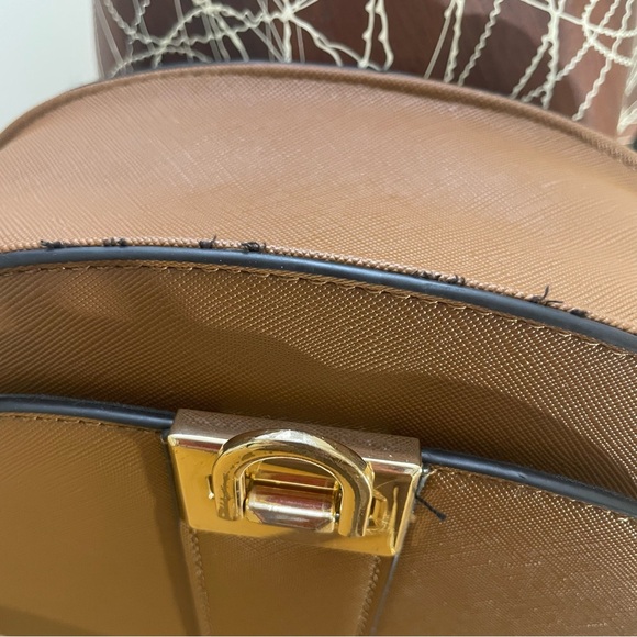 Canvas Crossbody Saddle Bag with Gold Hardware - Picture 7 of 9